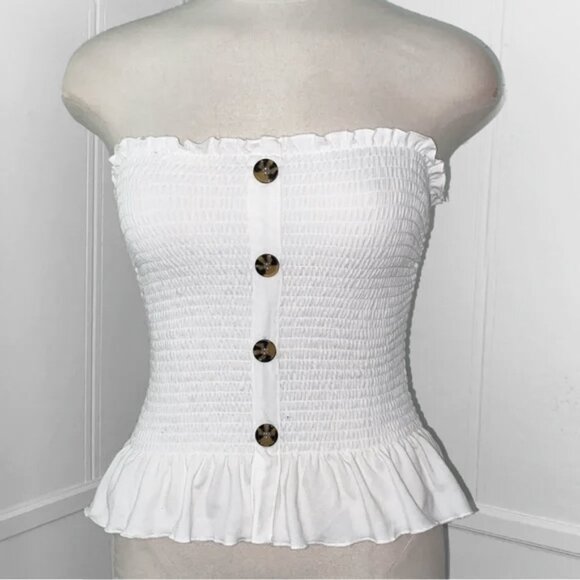 Rue21 Smocked Ruffle Tube Top with Buttons - Picture 2 of 6